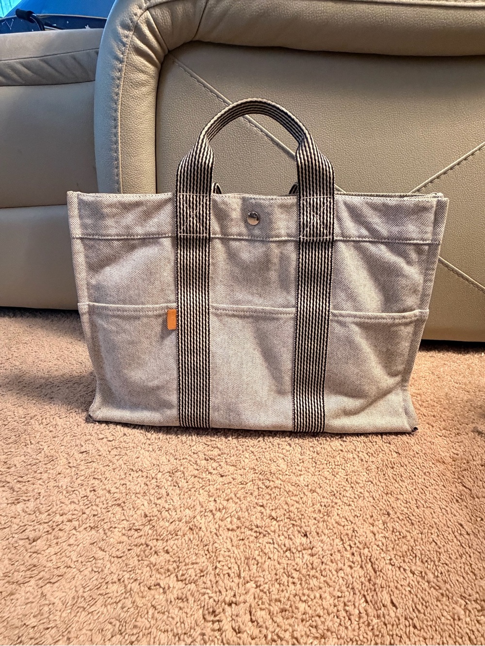 Hermès Fourre Tout MM grey cotton canvas tote bag. 💼 🤩 with COA🤩